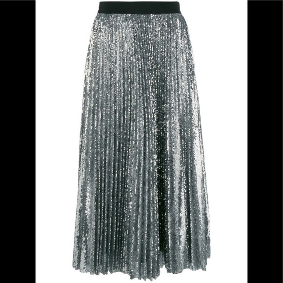MSGM Pleated Sequin Midi Skirt - Picture 2 of 11